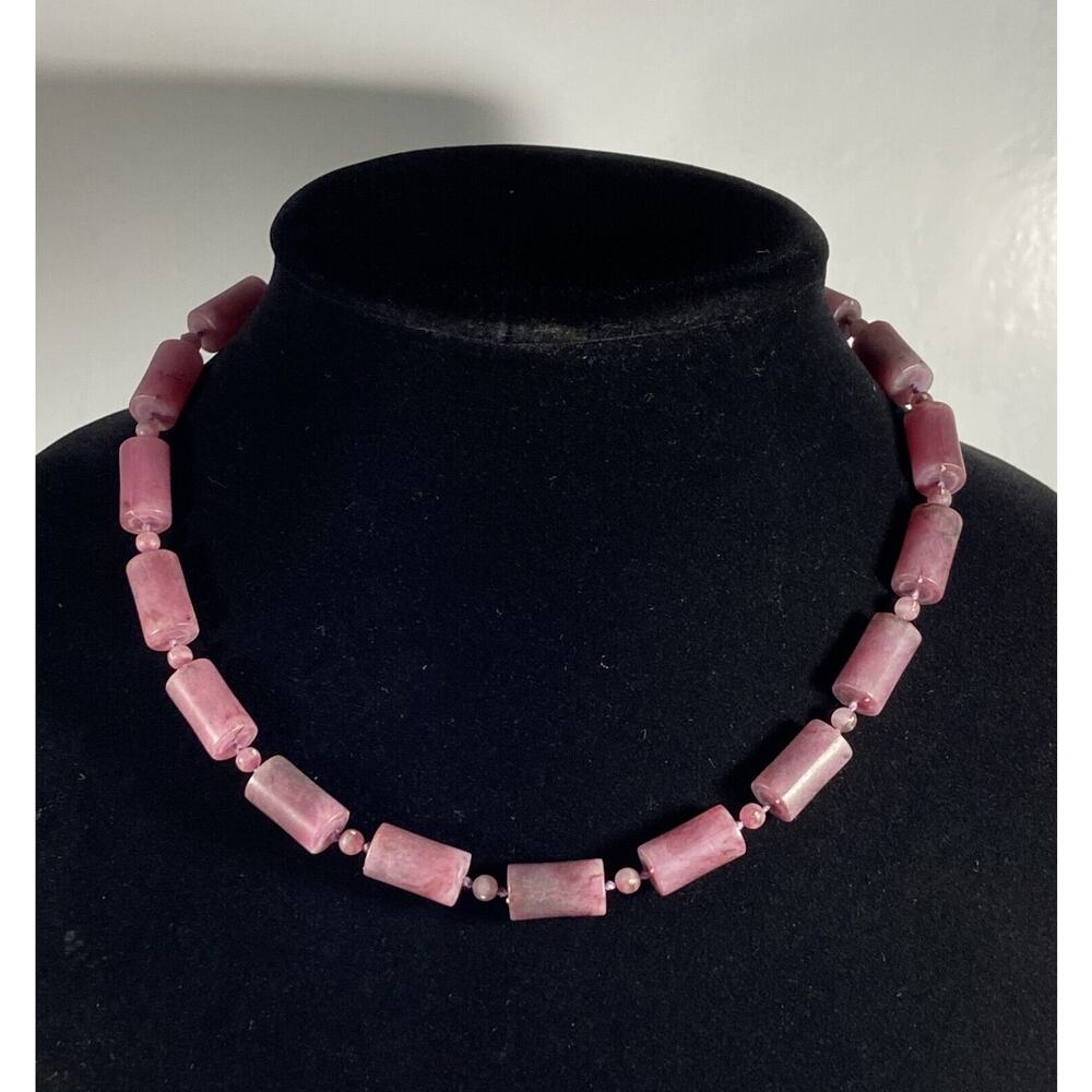 Vintage Purple Plastic Cylinder & Round Beaded Collar Necklace Statement Fun